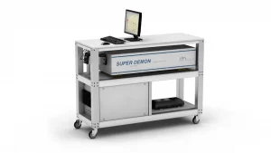 Super Demon spectrometer on mobile table with computer, measuring device for high-resolution spectral analysis.