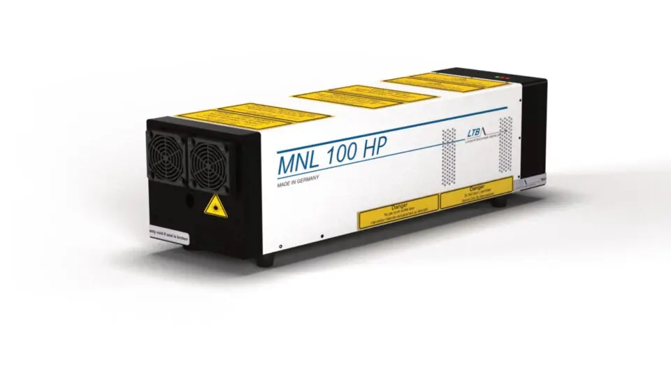 MNL 100 HP nitrogen laser from LTB for high-precision applications with high pulse energy.